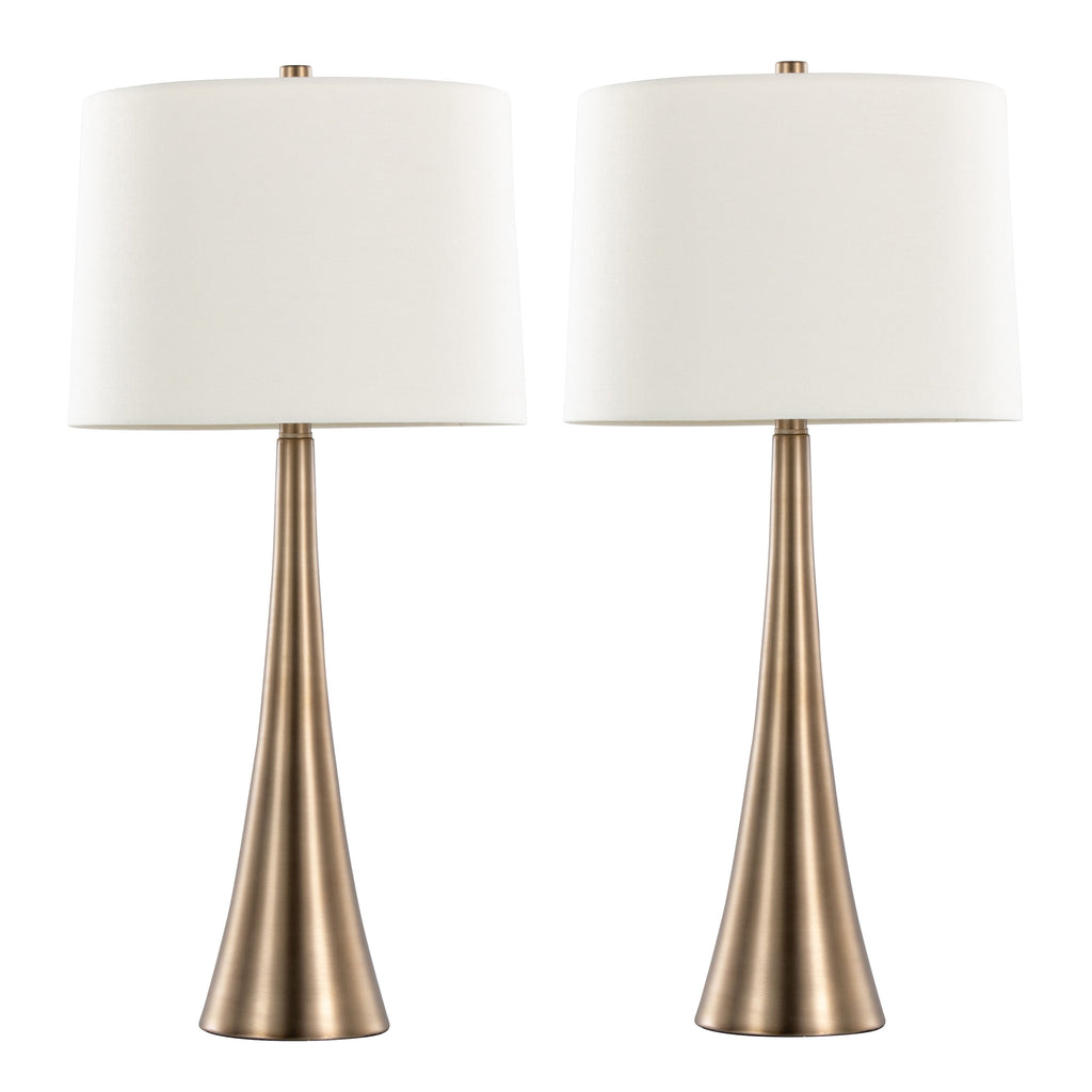 Diana 29' Contemporary Metal Table Lamp in Matte Golden Bronze with White Linen Shade from Grandview Gallery by  - Set of 2