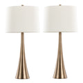 Diana 29' Contemporary Metal Table Lamp in Matte Golden Bronze with White Linen Shade from Grandview Gallery by  - Set of 2