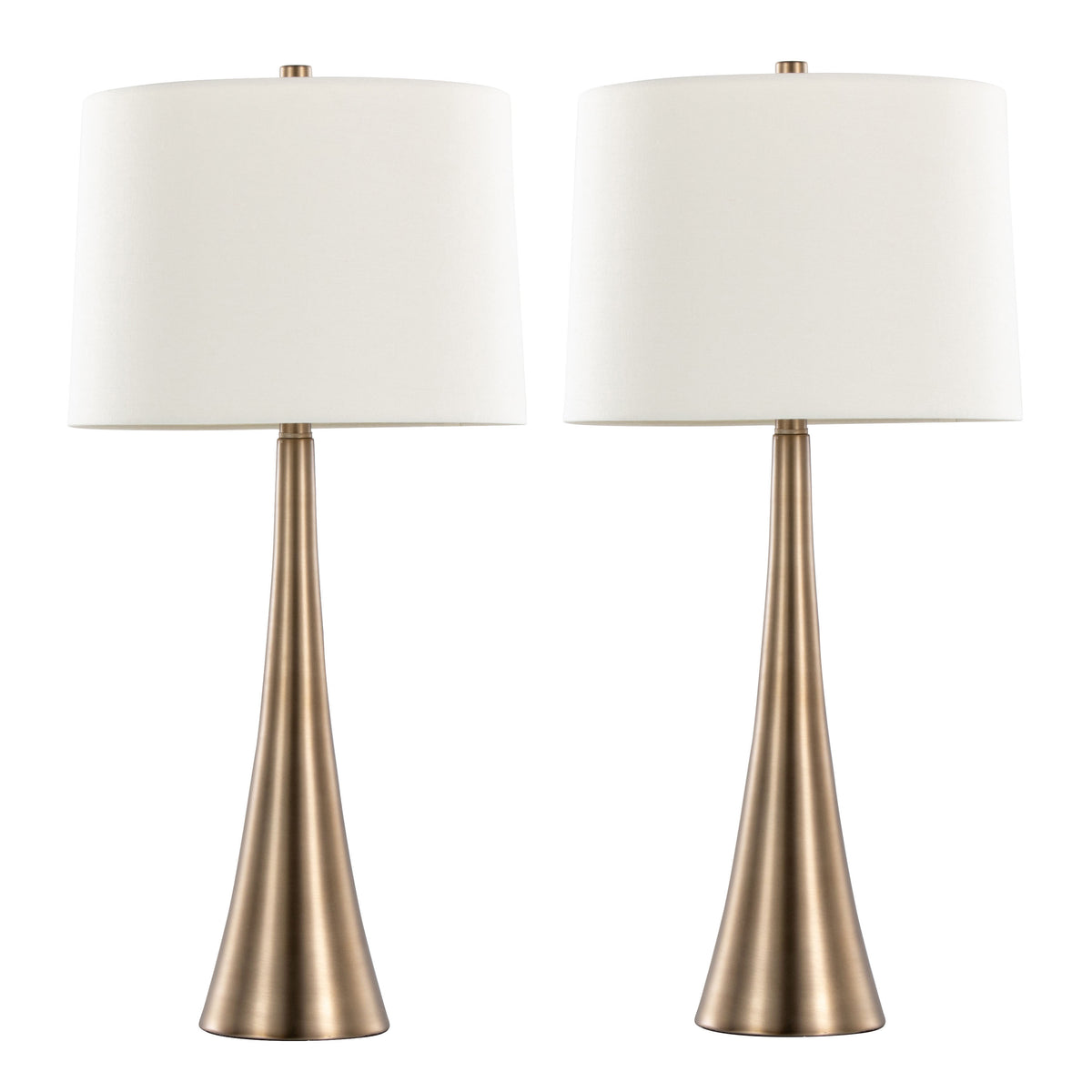 Diana 29' Contemporary Metal Table Lamp in Matte Golden Bronze with White Linen Shade from Grandview Gallery by  - Set of 2
