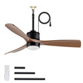 42' ABS Blades Outdoor Ceiling Fan with LED Light Remote Control,Quiet DC Motor 6 Speed Levels,Adjust Height( 3 PCS Rod) Reversible Ceiling Fan, for Outdoor Use .(Matte Black+Wood)