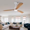 60 Inch Modern Ceiling Fan With 3 Color Dimmable 3 Solid Wood Blades Remote Control Reversible DC Motor With Led Light