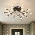 15-Light Chandelier Crystal Ceiling Lamp, 15-Lights Modern Farmhouse Ceiling Ceiling Hanging Light Fixture Over Table, for Dining Room, Kitchen Island--NO INCLUDED BULBS--Matte Black