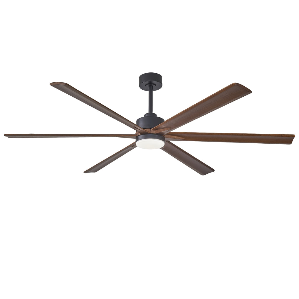 70' Ceiling Fan with Lights Quiet DC Motor  Ceiling Fans 6 Speed Levels,6 PCS Plywood Blades ,Reversible Ceiling Fan, for Living Room, Bedroom--Matte Black + Red walnut