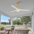 52 Inch Indoor Ceiling Fan With Dimmable LED Light 3 Solid Wood Blades Remote Control Reversible DC Motor