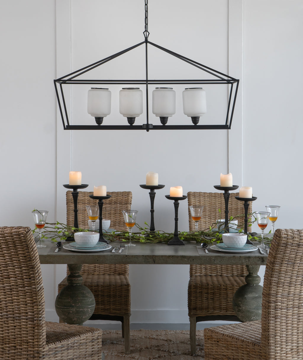 41.7x14.2x23.8' Iron Chandelier, Sleek Industrial Style Hanging Light Fixture for Kitchen Dining Room Foyer Entryway, Bulb Not Included