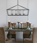41.7x14.2x23.8' Iron Chandelier, Sleek Industrial Style Hanging Light Fixture for Kitchen Dining Room Foyer Entryway, Bulb Not Included