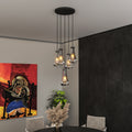 5 Light Cluster Pendant Lights, Black High Ceiling Chandeliers Adjustable, Living Room Pendant Light, Foyer Chandeliers, Stairwell Pendant Lighting, Bedroom Chandelier,E12 not including bulb