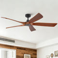 60' Modern Farmhouse Vintage Mahogany Solid Wood Ceiling Fan with Light and Remote Control, Noiseless, 6 Speeds Reversible, Quiet DC Ceiling Fans for Indoor or Covered Outdoor Use, ETL Listed