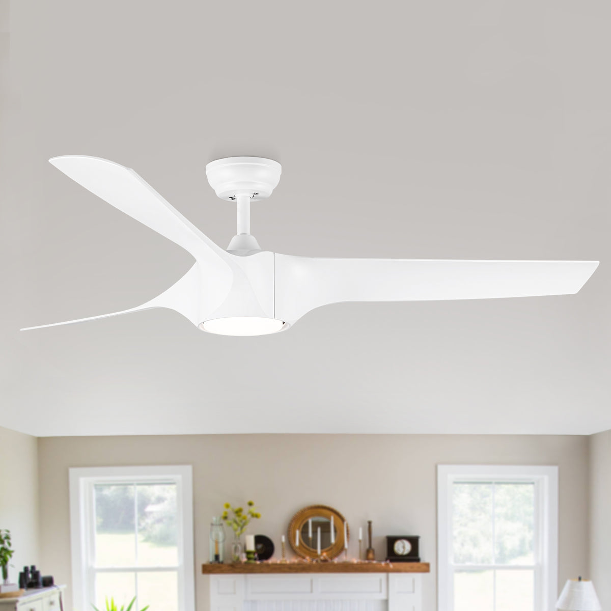 56 In. Integrated LED Ceiling Fan with White ABS Blade