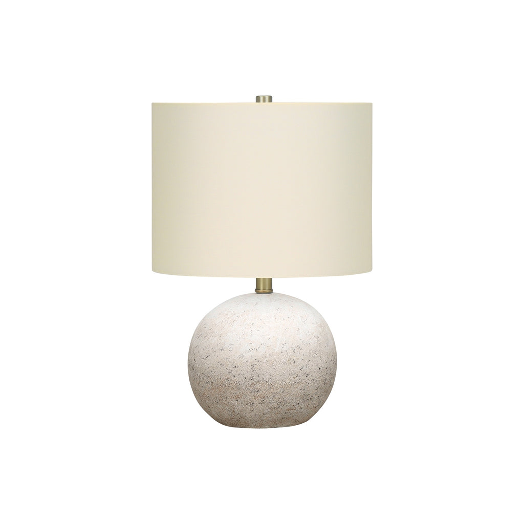 Contemporary Table Lamp with Grey Concrete Base and Ivory Linen Shade, 20' H